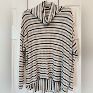 Women's Rafaella Cowelneck Oversized Striped Tunic/Sweater, XL